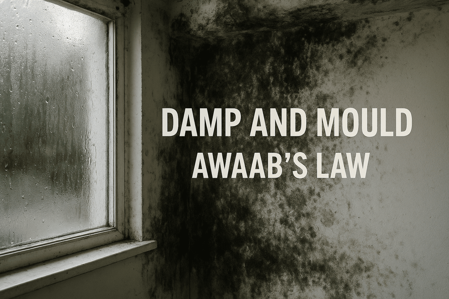 Severe damp and mould around a window in a home, highlighting housing conditions linked to Awaab’s Law and the need for urgent action