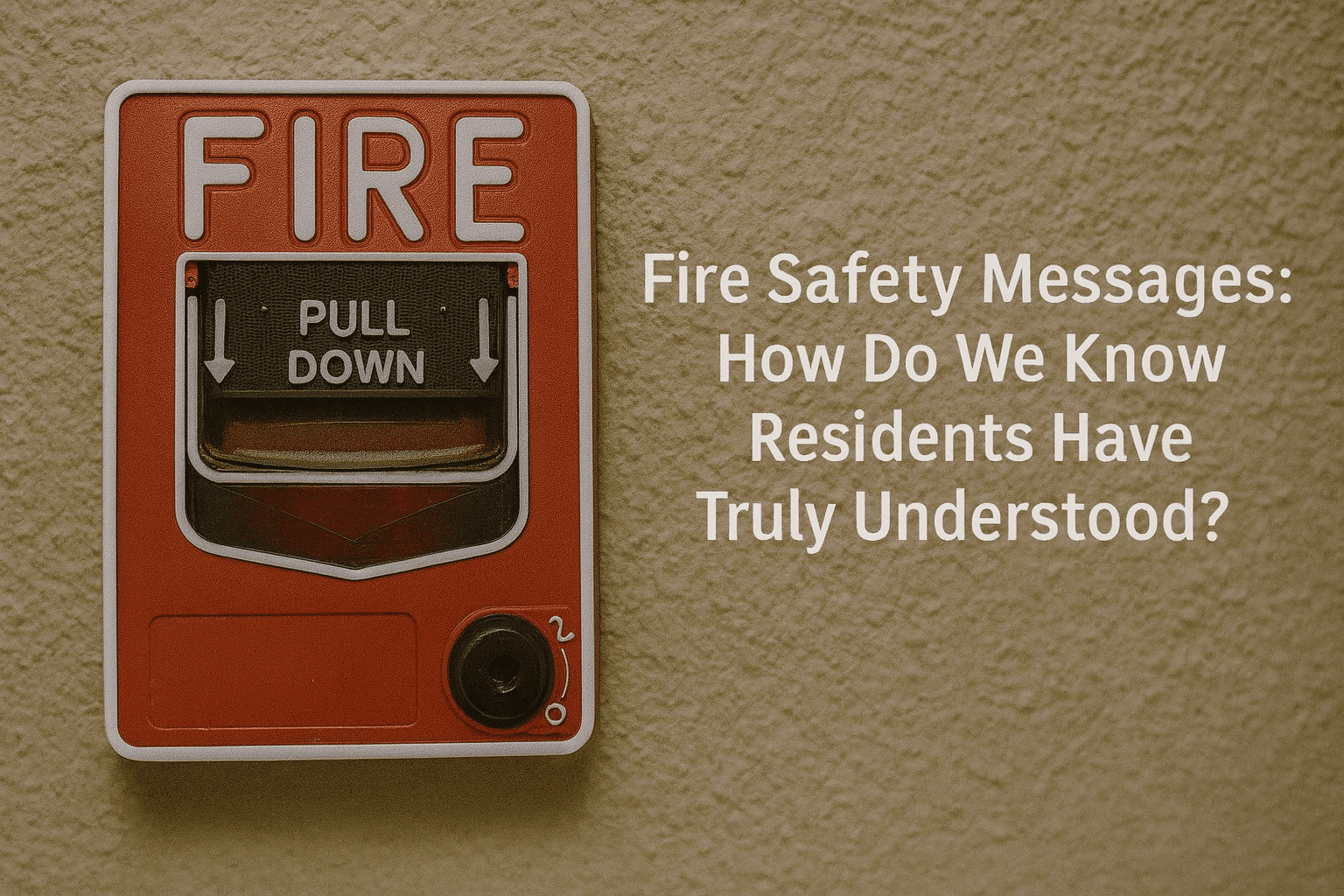 Close-up of a fire alarm pull station on a wall, representing fire safety communication and the importance of residents understanding emergency procedures